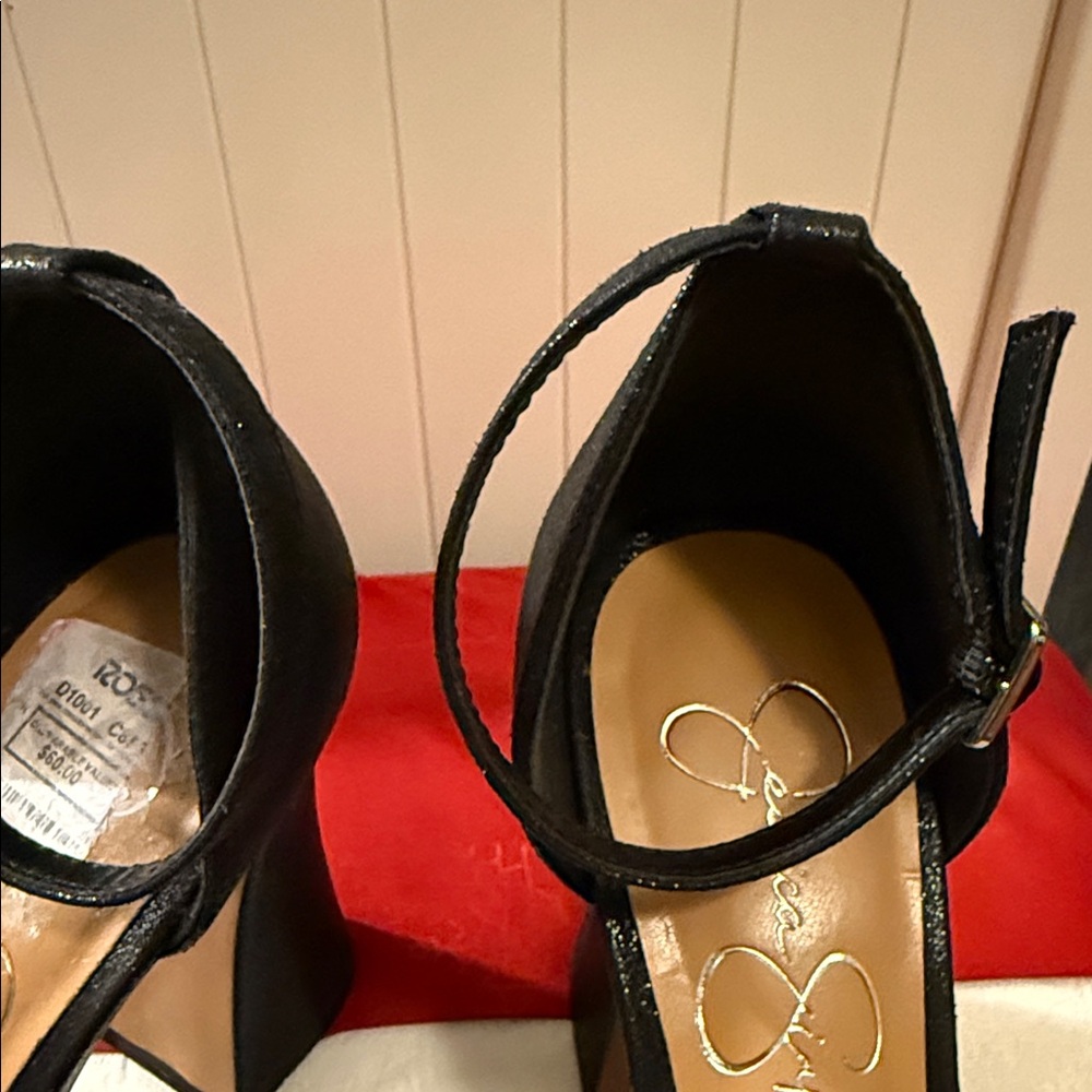Jessica Simpson Black Crystal Cross-Band Ankle-Strap Heels - Picture 7 of 16